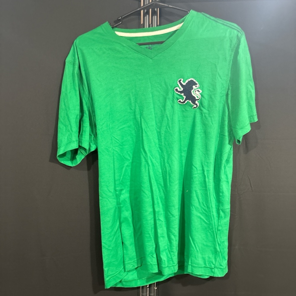 Green V-Neck Men's Shirt with Lion Emblem